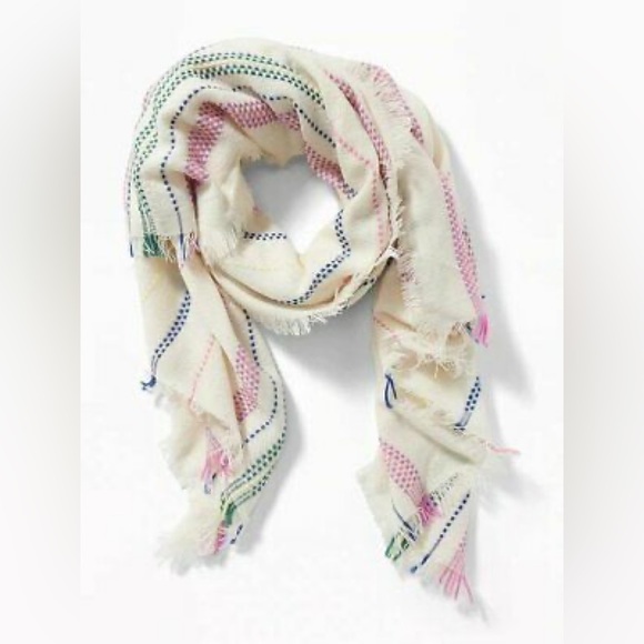 Old Navy Accessories - New Old Navy Fringed Textured-Stripe Cream Scarf
